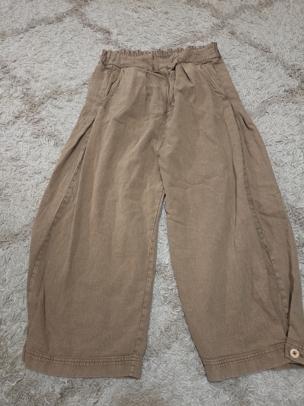 Free People Corduroy Wide-Leg Pants in Tan Brown